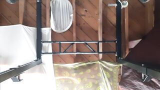 Heavy workout, pull ups, gymnastics and cumshow