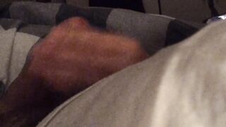 Close up POV handjob from wife in bed while this hottie plays on her smartphone