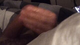 Close up POV handjob from wife in bed while this hottie plays on her smartphone
