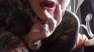 Trying to take big hits. Olivia inks split tongue tricks