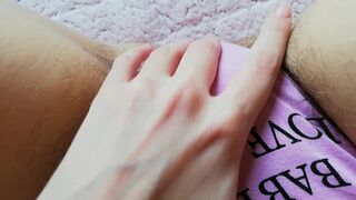 playing with my cunt hair in panties close up
