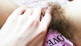 playing with my cunt hair in panties close up