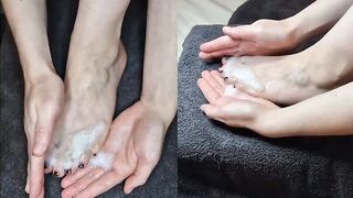 I let him do doggystyle, cowgirl & cum on my feet – compilation ??
