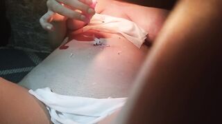 3 months preggo stomach torture with wax