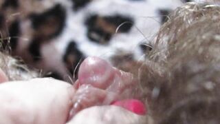 Extreme close up on my shaggy pussy and big love button