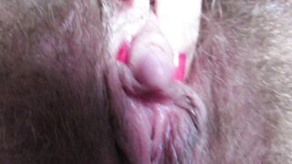 Extreme close up on my shaggy pussy and big love button