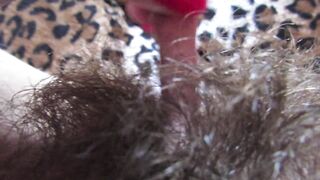 Extreme close up on my shaggy pussy and big love button