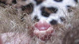 Extreme close up on my shaggy pussy and big love button
