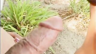 Ebony doxy gives head then flaunts cum-drenched face