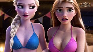 Rapunzel and Elsa stranded on an island