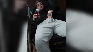 Onlyfans creator 24sevenbruno Bored home alone playing with his masturbator -BIGGEST SPUNK FOUNTAIN