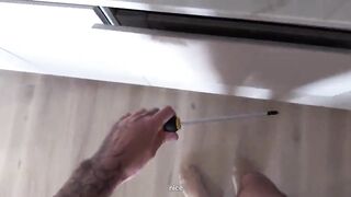 Wife Almost Caught Me Banging Fresh Neighbor with Small Body But I Cum Inside Her in Time And She Left!