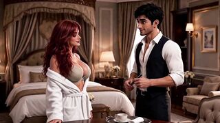Hot Guest with Hotel Room Service, She Didn’t Let Him Leave (AI Generated)