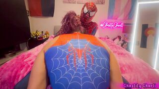 Trans Cosplay Petra Parker Rod Sucking and Fucking Spiderman