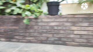Water sports - Sissy getting many enemas and pushing 'em out on her backyard