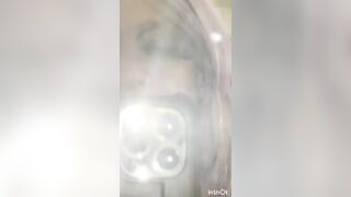 Crossdresser in Purple Masterbating & Drinking Own Cum From Glass POV