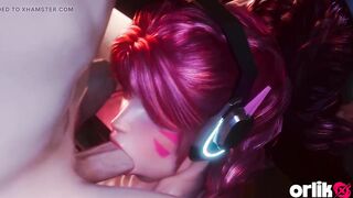 D.va Washroom Group-sex - Shared with two Boys Overwatch 3D Animation