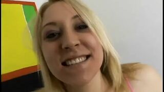 Randy cock sucking golden-haired gets a dong in her pussy and cum on her ass