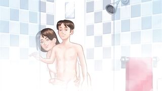 Anon sucks Debbie's backdoor and squeeze her big tits in shower - summertime saga gameplay part 4
