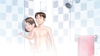 Anon sucks Debbie's backdoor and squeeze her big tits in shower - summertime saga gameplay part 4