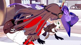 Genshin Impact - Amber X Lisa Threesome 3D Hentai