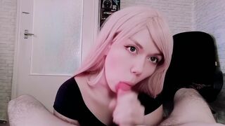 angel teen swallows cum -- amateur blow job-job creampie
