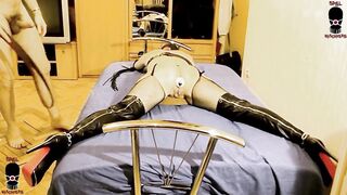 INTRO-Spreadeagle chained & jock gagged whore hard whipping and butt hammering