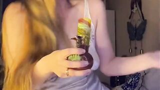 Getting nude having a bong and vibing away