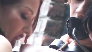 Lustful bitch goddess sweethearts find slut with huge melons while getting nipps clamped - (Movie scene has no audio but music)