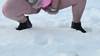 Swingers. two Married Couples Play in the Snow Naked. the Hotties Pee in the Snow and the Chaps Lick It off.