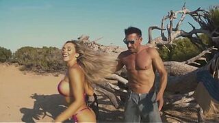 Brianna and Marco Banderas fuck on the beach in full view of many onlookers, letting several of 'em join in