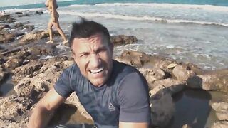 Brianna and Marco Banderas fuck on the beach in full view of many onlookers, letting several of 'em join in