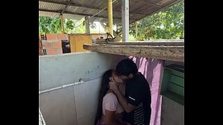 Sexy stepsister calls husband's cousin from the washroom to have sex with her