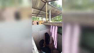 Sexy stepsister calls husband's cousin from the washroom to have sex with her