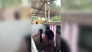 Sexy stepsister calls husband's cousin from the washroom to have sex with her