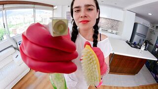 Gloved Handjob Turns Into a Sloppy Oral-job fun... She Never Took the Gloves Off