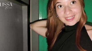Excited redhead gets cum on her face at a magnificence hole with a stranger.