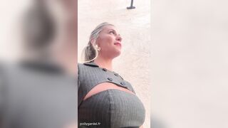 Shown for dessert, Polly Gardel, porn actress gets drilled outside and drinks cum