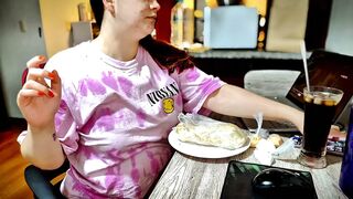Nicole's Stuffed Stomach Tease After Big Burrito Stuffing Session