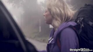 Zoey Monroe got picked up by two lads and they take her to their home.These boys have twat on their minds and she sees no other option then to fuck