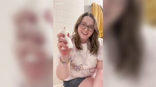 cute beauty humiliates you in the bathtub, then jerks you off (fetish custom video)