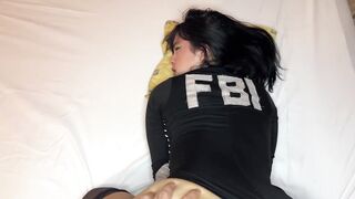 Fake female police officer gets screwed, chained, and covered in cum – amateur couple