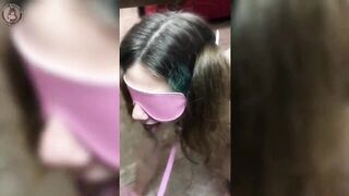 Blindfolded Pet Angel Gets Shower with Collar and Leash