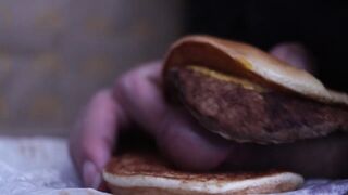close up - fucking a cheeseburger