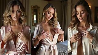 AI Generated supermodel chicks taking off their tops to reveal their awesome bazookas
