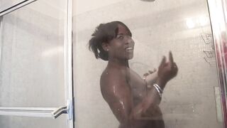African couple banging in the shower ...
