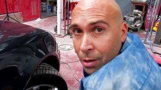 Deepthroat and threesome anal screw in the car with two golden-haired harlots