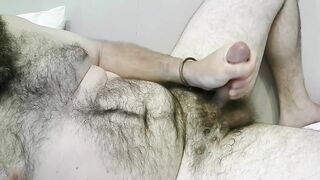 Amatuer unshaved Needy Bear Rubs shlong to CUM on self