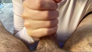 This chick makes lovely sucking sounds whilst servicing her virgin stepbrother's small schlong and takes a load of cum right in her mouth.