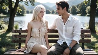 Young virgin stepsister with blue eyes being drilled in the lake by her stepbrother's big penis (AI generated movie scene)